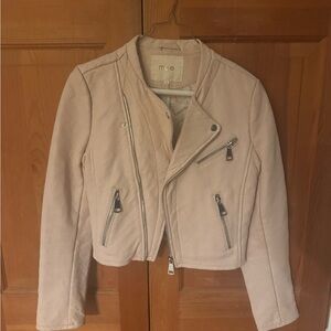 Maje Light Blush Leather Moto Jacket